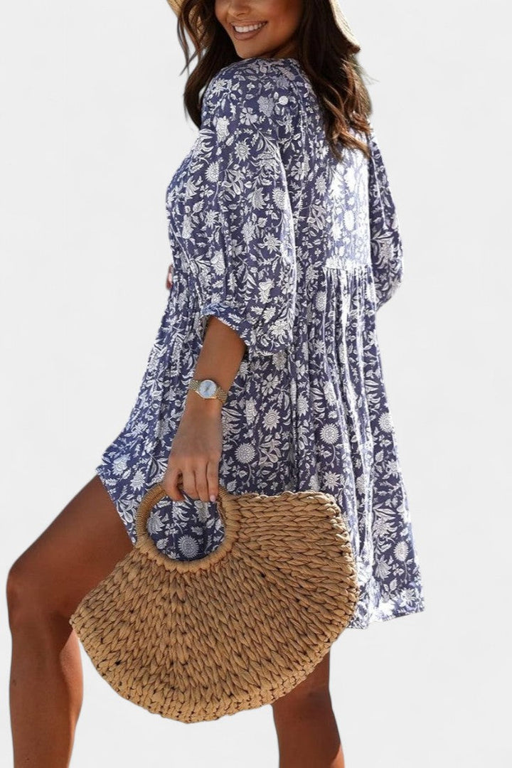 Daniela Mini Boho Ziedu Kleita