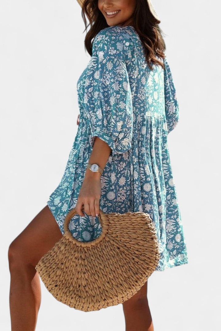 Daniela Mini Boho Ziedu Kleita