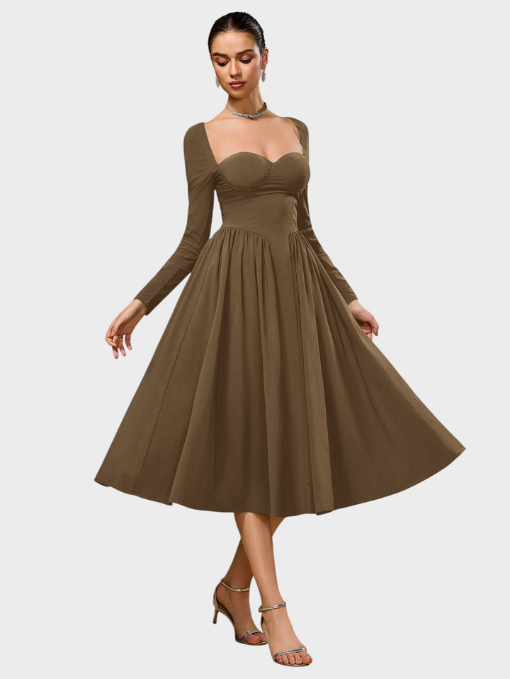 Shannon | A-Line kleita ar garām piedurknēm un aizmugurē saistīšanu
