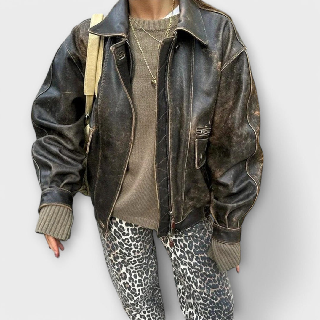 Chandra - Vintage Džinsi ar Leoparda Dizainu