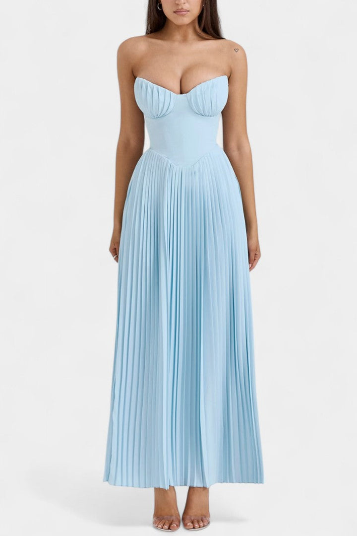 Seraphina Plisēta Strapless Kleita ar Bustier