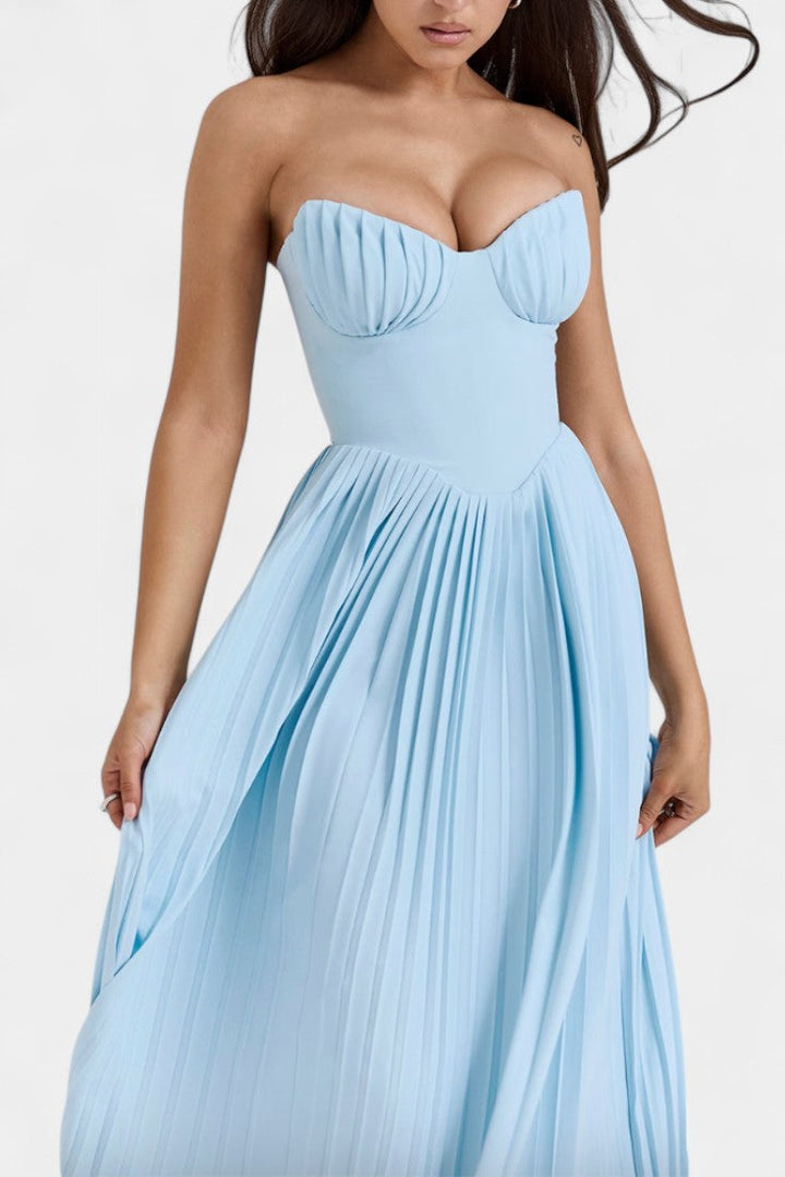 Seraphina Plisēta Strapless Kleita ar Bustier