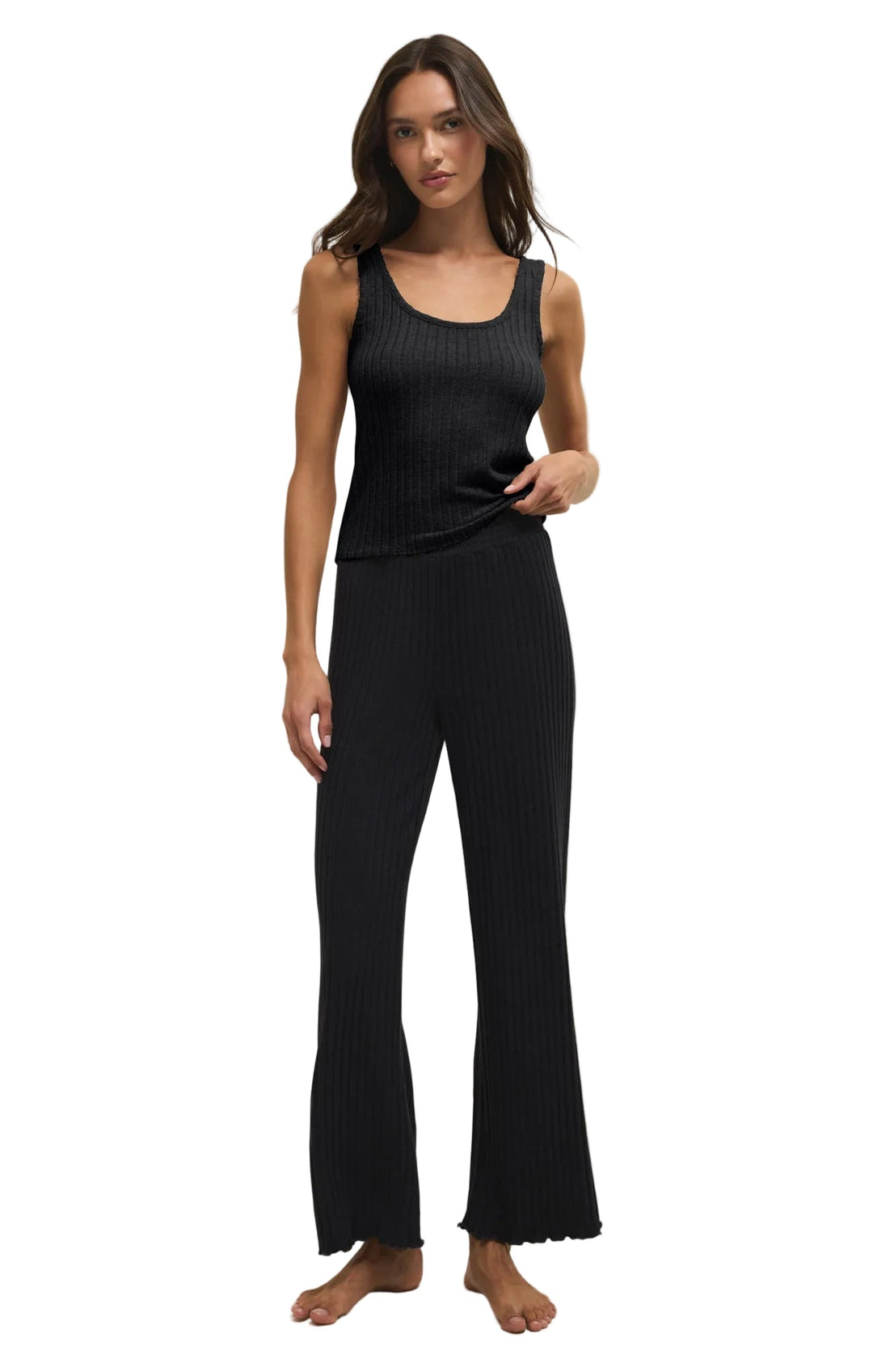 Megan | Bikses Dawn no Zīda Ribota Auduma ar Šūnām (Dawn Smocked Silky Rib Pant)