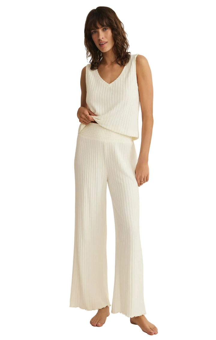 Megan | Bikses Dawn no Zīda Ribota Auduma ar Šūnām (Dawn Smocked Silky Rib Pant)