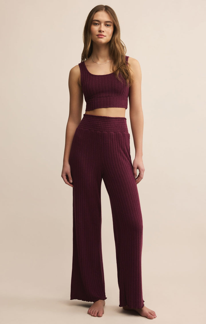 Megan | Bikses Dawn no Zīda Ribota Auduma ar Šūnām (Dawn Smocked Silky Rib Pant)