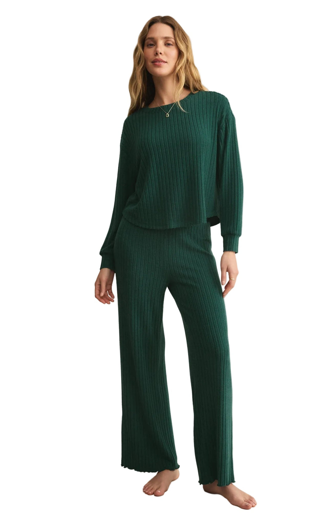 Megan | Bikses Dawn no Zīda Ribota Auduma ar Šūnām (Dawn Smocked Silky Rib Pant)