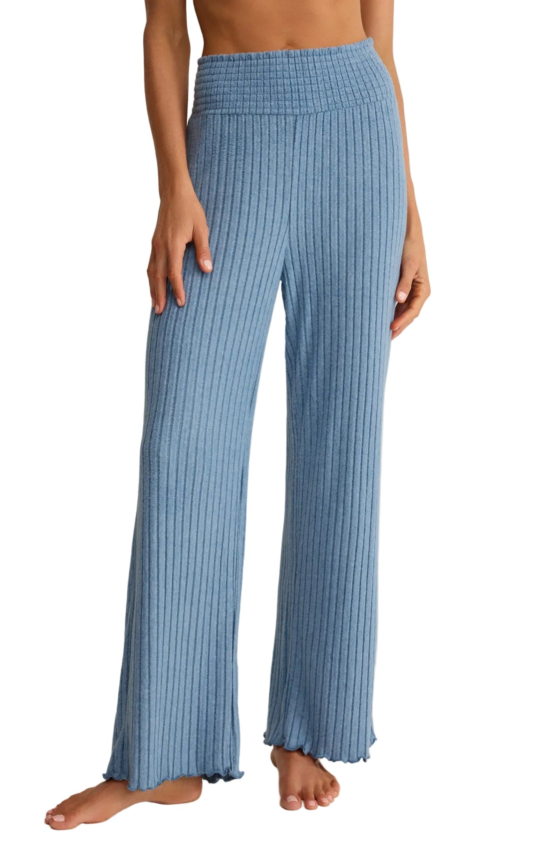 Megan | Bikses Dawn no Zīda Ribota Auduma ar Šūnām (Dawn Smocked Silky Rib Pant)
