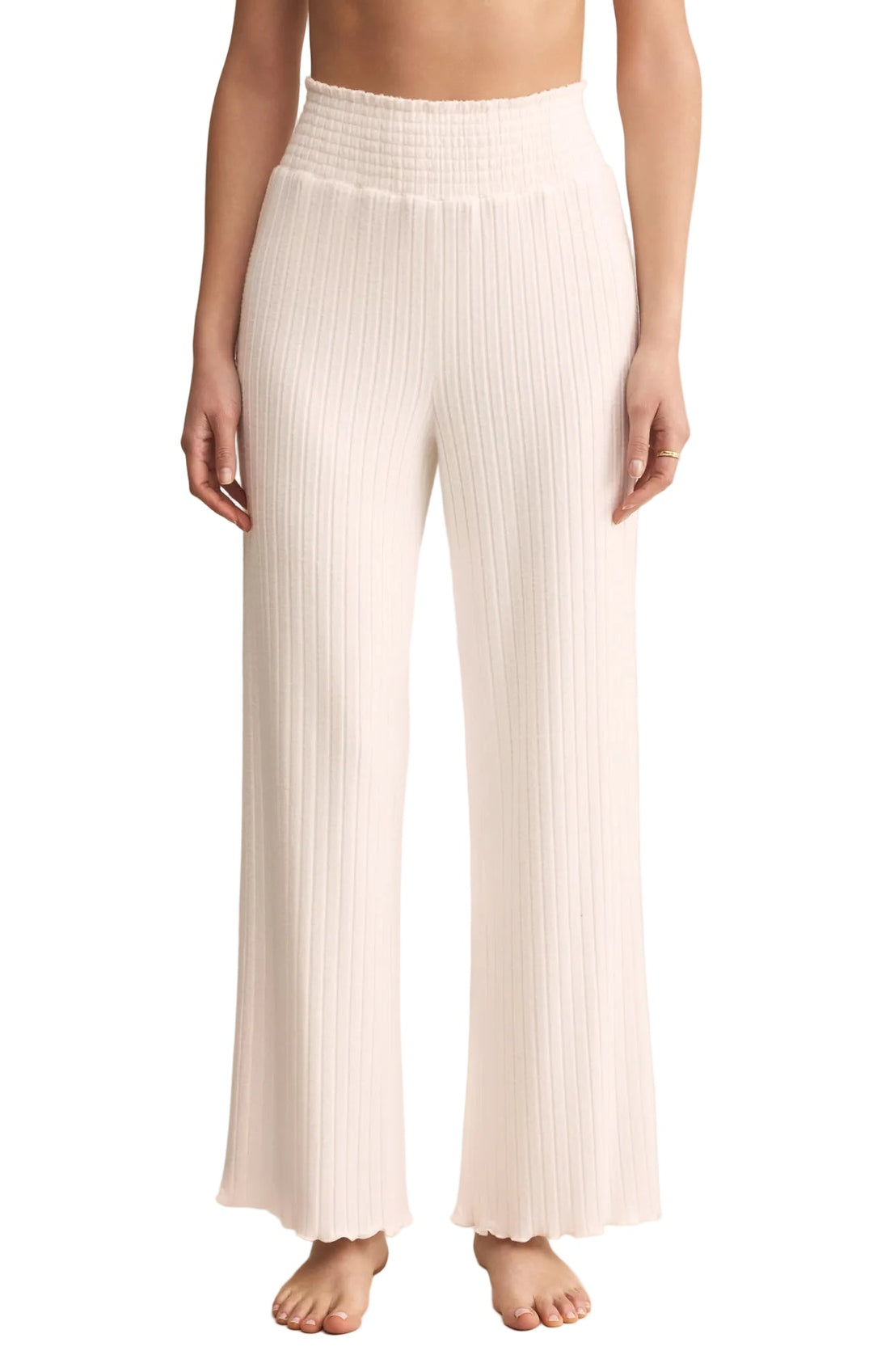 Megan | Bikses Dawn no Zīda Ribota Auduma ar Šūnām (Dawn Smocked Silky Rib Pant)