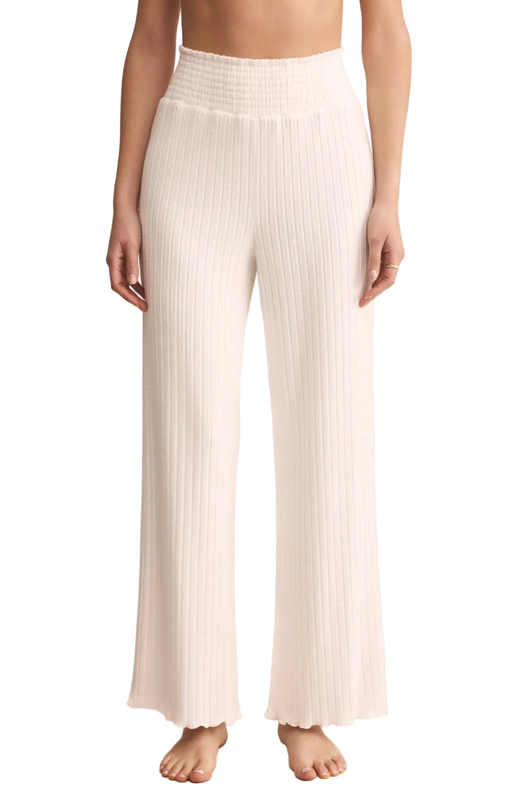 Megan | Bikses Dawn no Zīda Ribota Auduma ar Šūnām (Dawn Smocked Silky Rib Pant)