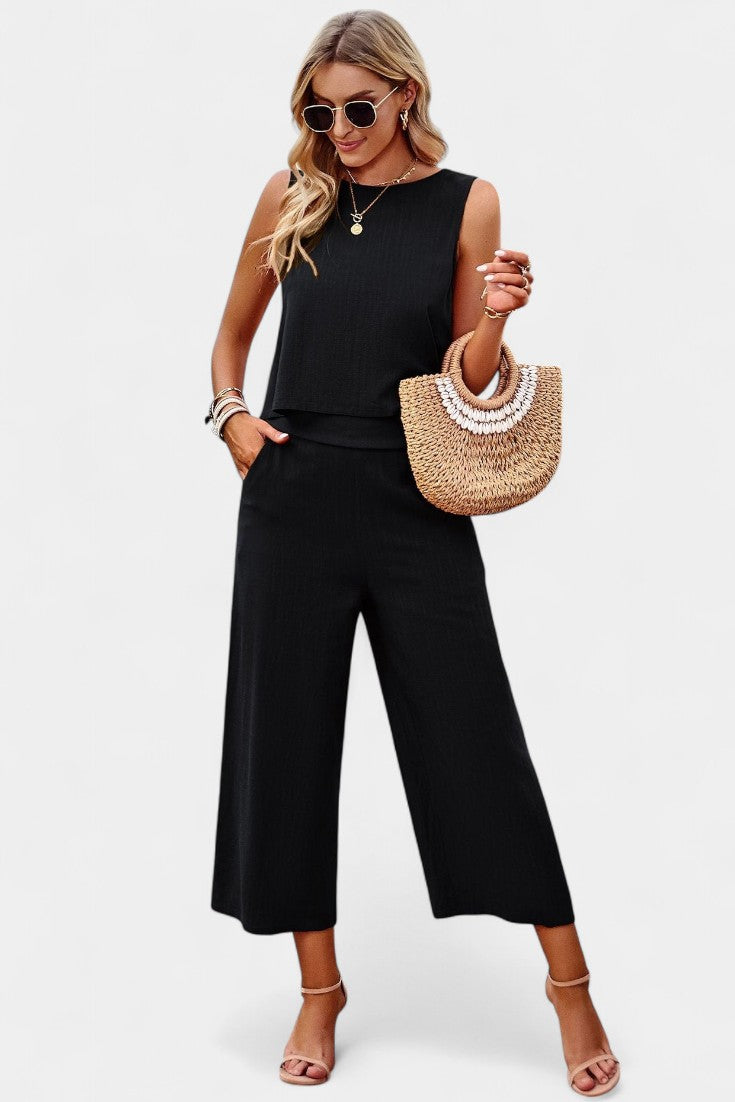 Lavinia Boho komplekts ar gaisīgu topu un šortiem no lina un kokvilnas