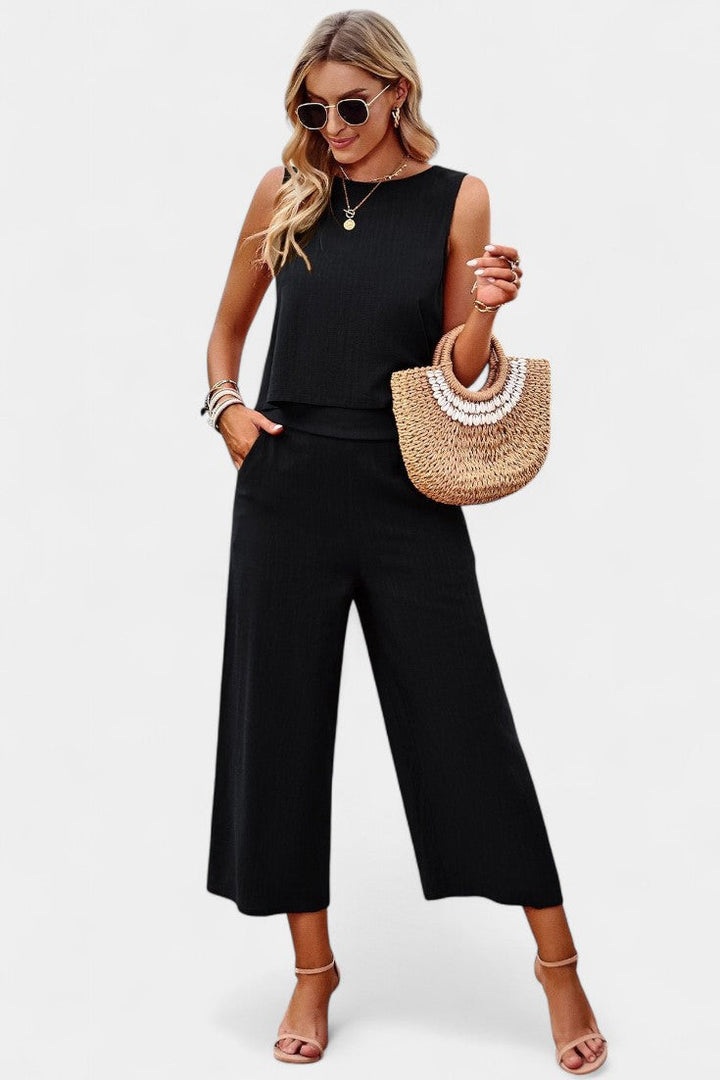 Lavinia Boho komplekts ar gaisīgu topu un šortiem no lina un kokvilnas