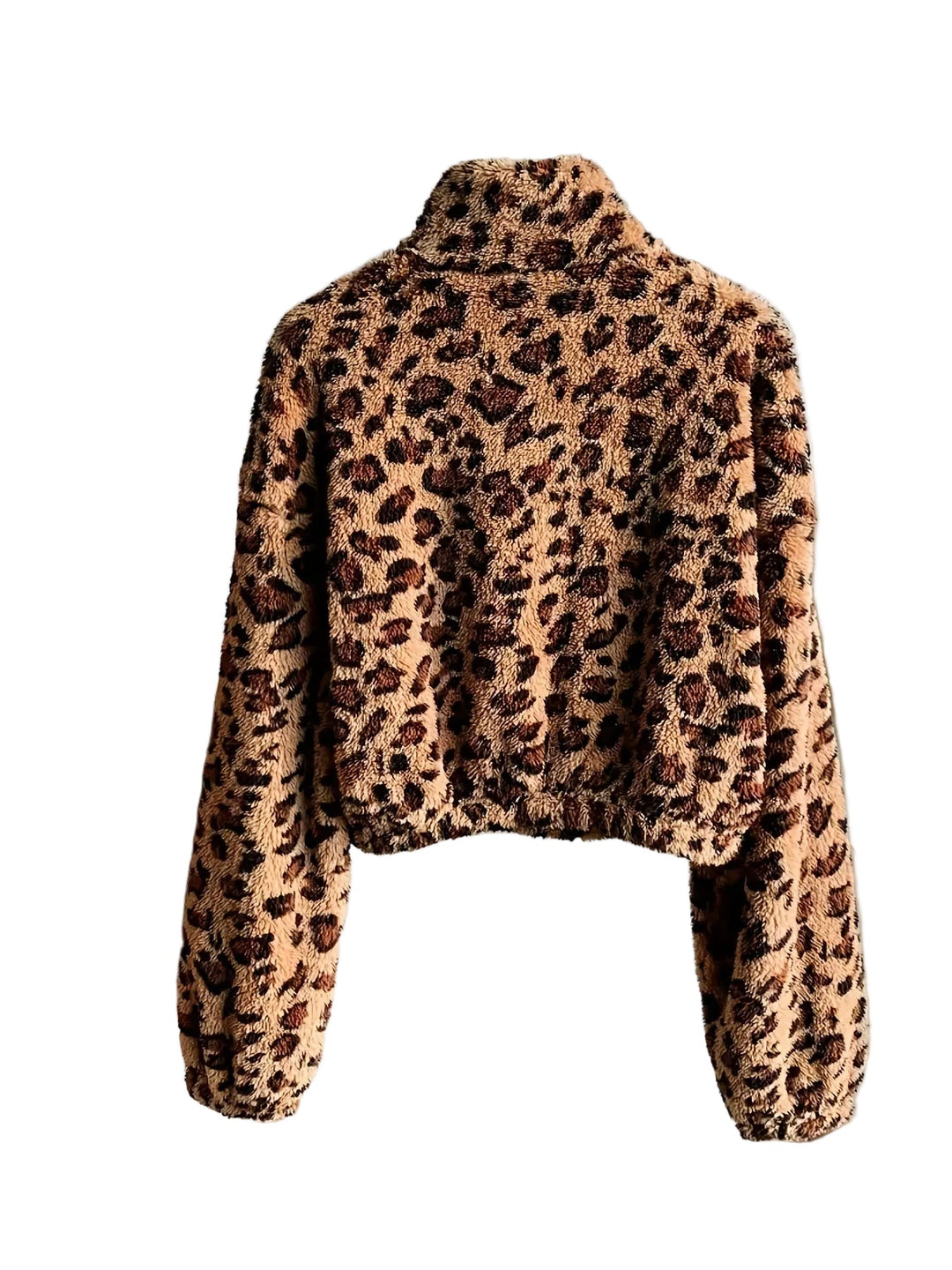 Zaria | Fleece džemperis ar rāvējslēdzēju un leoparda rakstu