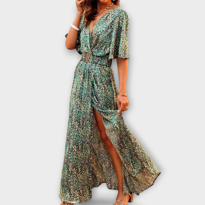 Dorothy — Boho Maksimālais Kleita ar V veida Dekolti