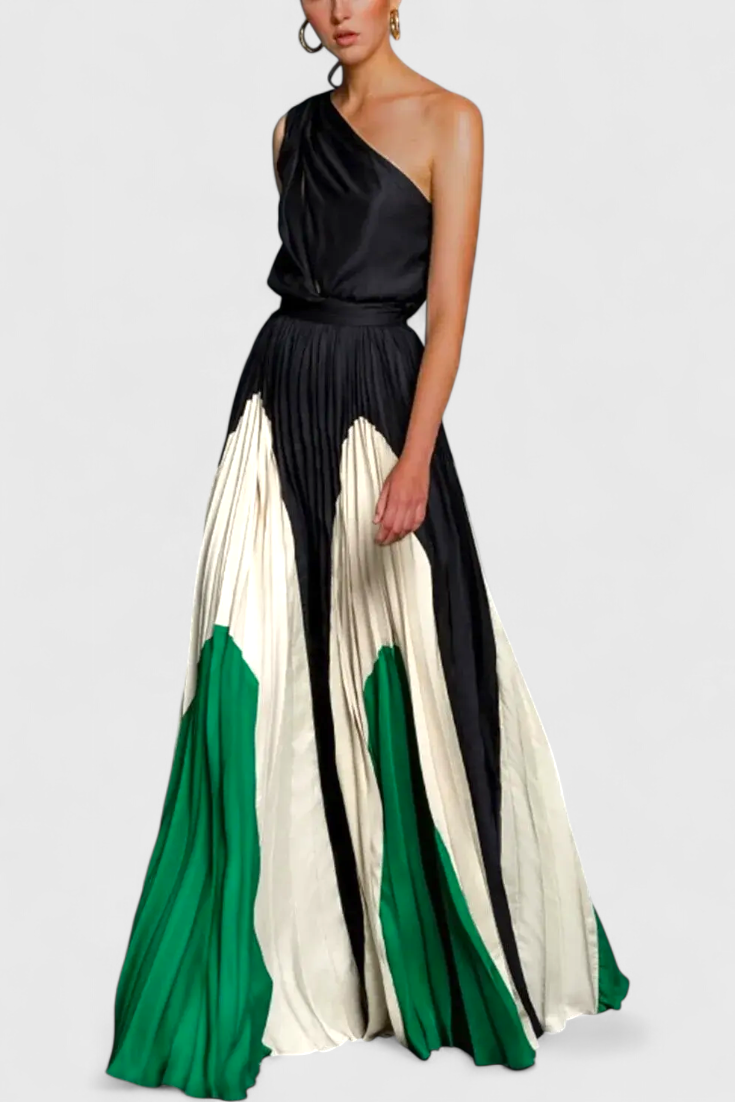 Antía Maxi Off-Shoulder Kleita ar Elegantu Rakstu