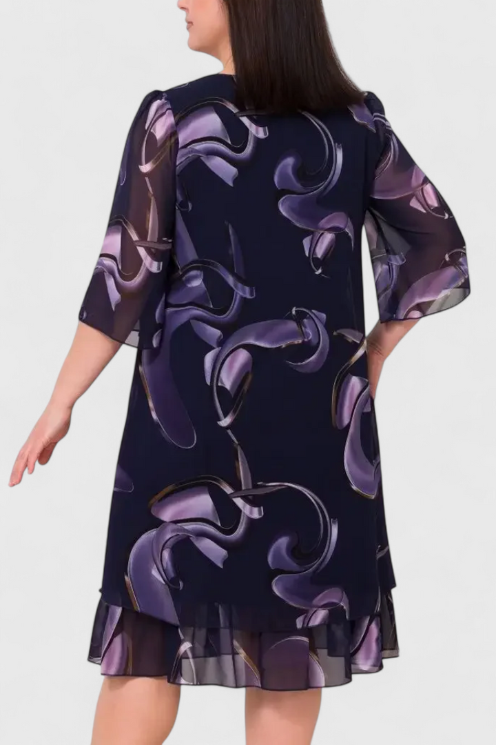 Širleja Šifona kleita ar "Midnight Swirl" rakstu un plūstošu siluetu