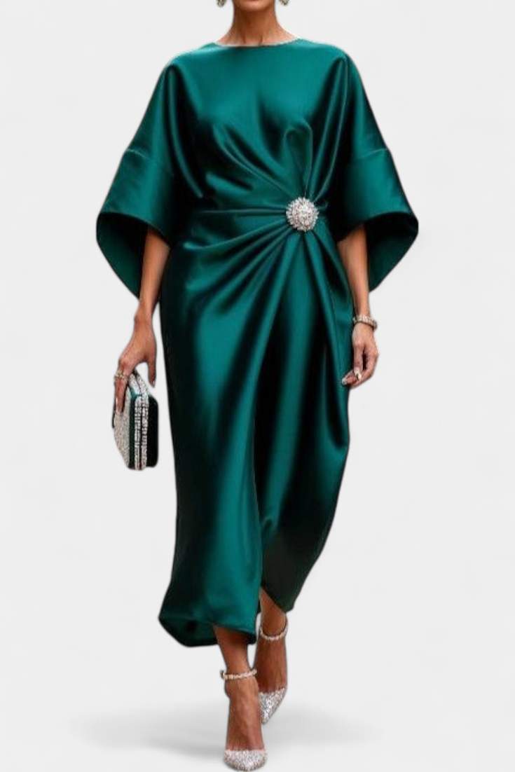 Ubelia Garā Satīna Kleita ar Spodru Apdari Luxe