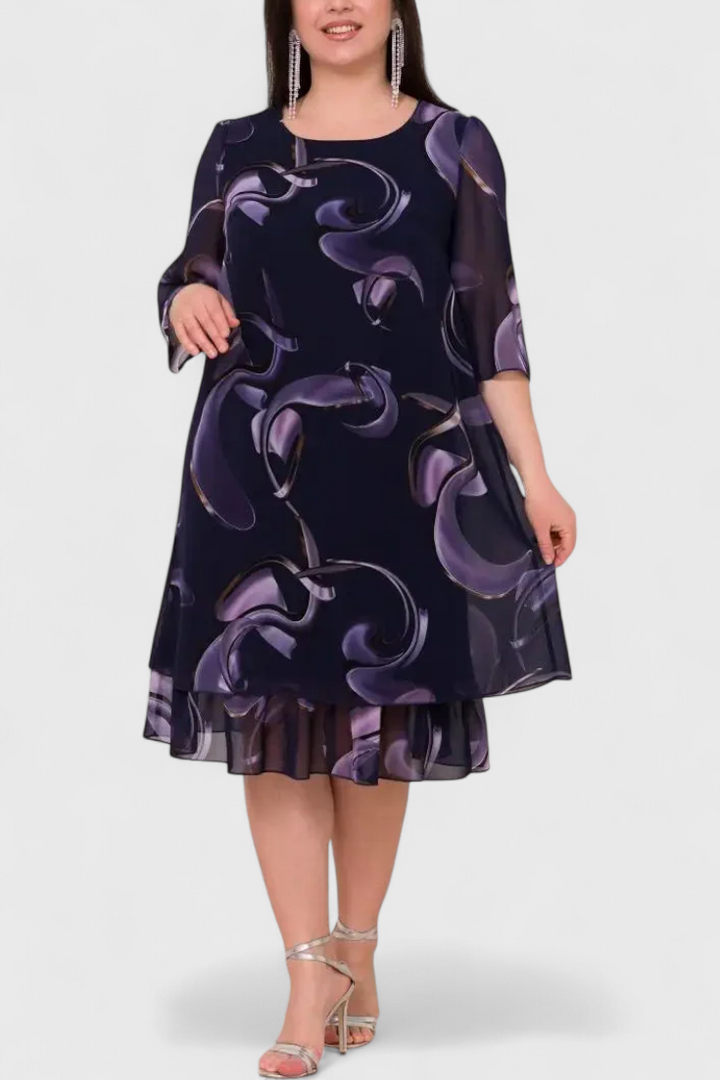 Širleja Šifona kleita ar "Midnight Swirl" rakstu un plūstošu siluetu