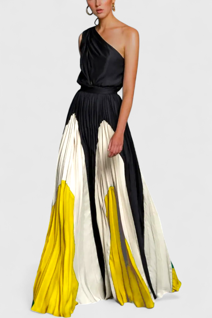 Antía Maxi Off-Shoulder Kleita ar Elegantu Rakstu