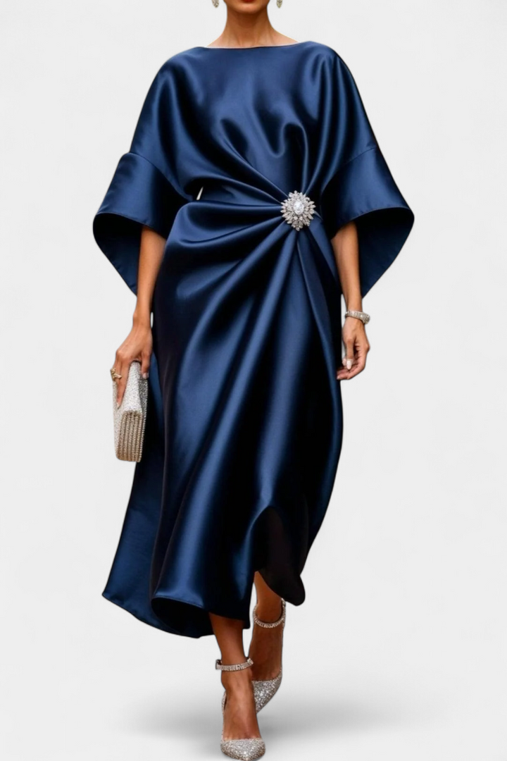 Ubelia Garā Satīna Kleita ar Spodru Apdari Luxe