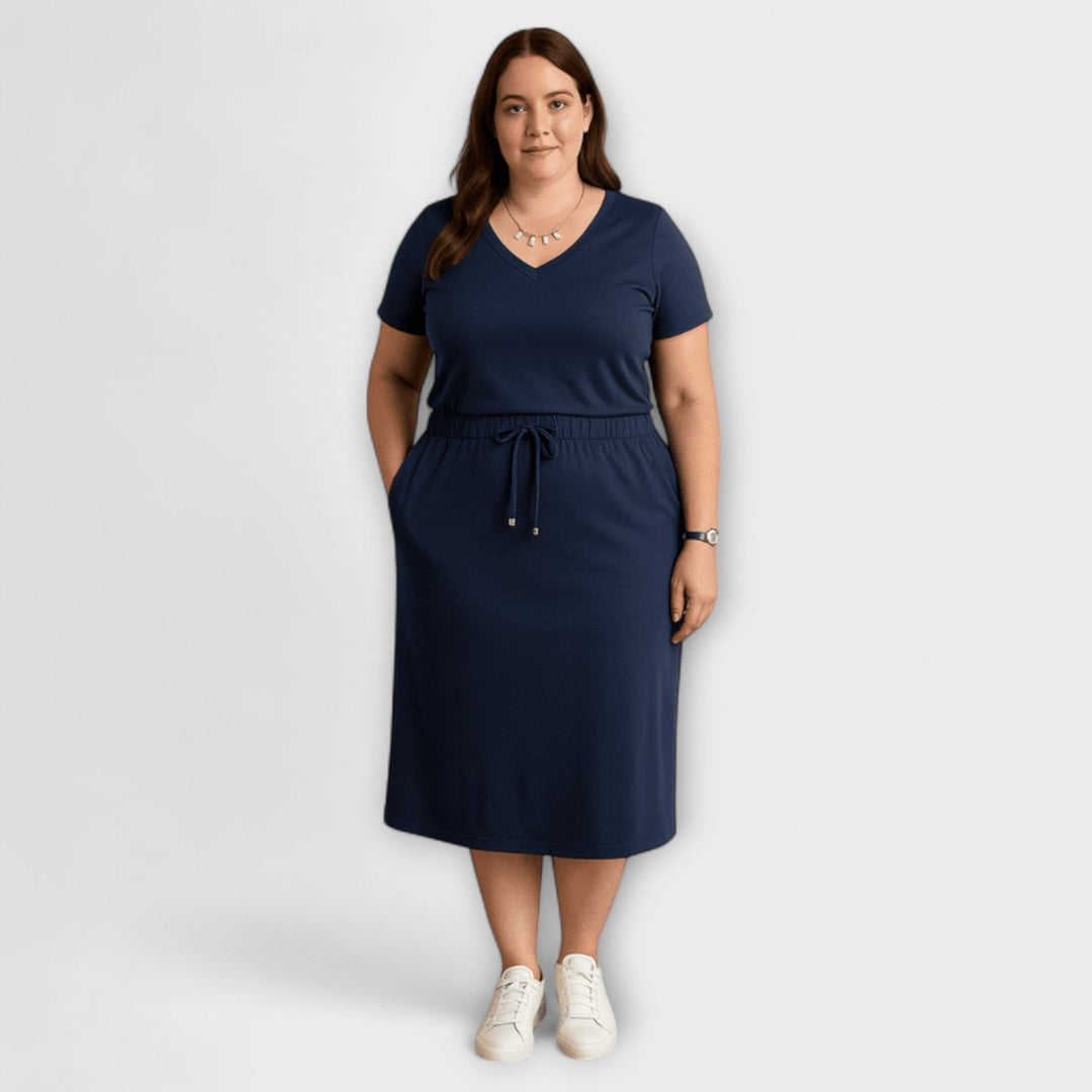 Danielle - Elegants tops ar V veida kakla izgriezumu un svārkiem