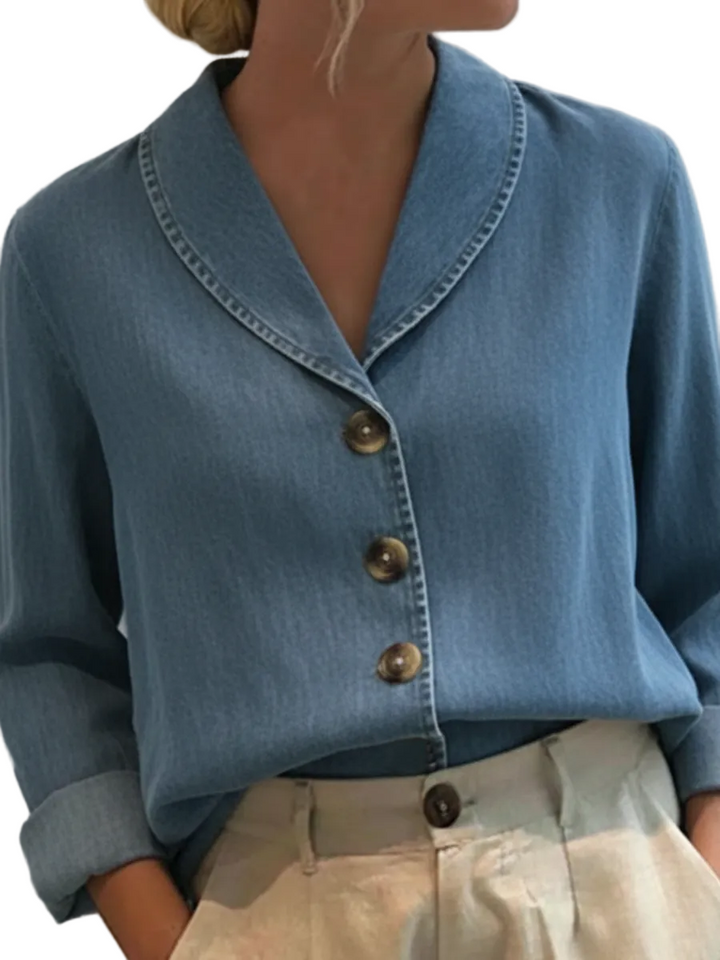 Riley - Vintage Denims Kokvilnas Topiņš ar Šalli un Pogām