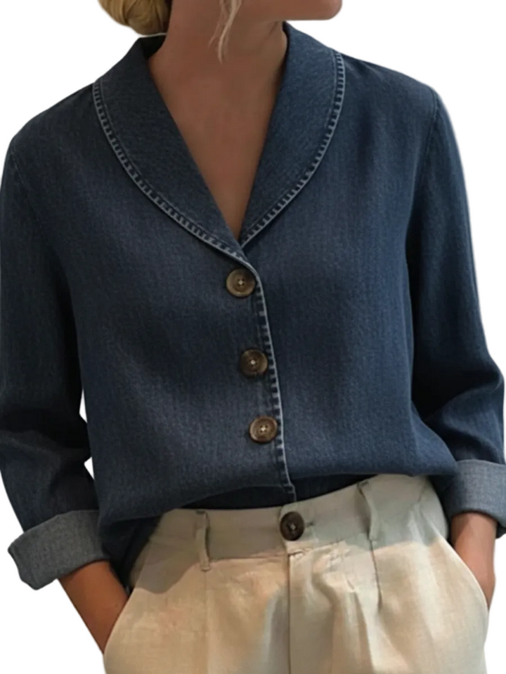 Riley - Vintage Denims Kokvilnas Topiņš ar Šalli un Pogām