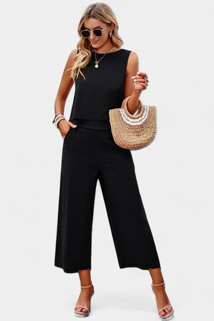 Lavinia Boho komplekts ar gaisīgu topu un šortiem no lina un kokvilnas